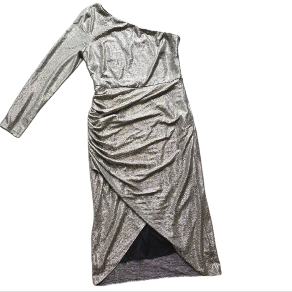 Aidan Mattox Mettalic Gold One shoulder Dress. Size 12 - Picture 4 of 8